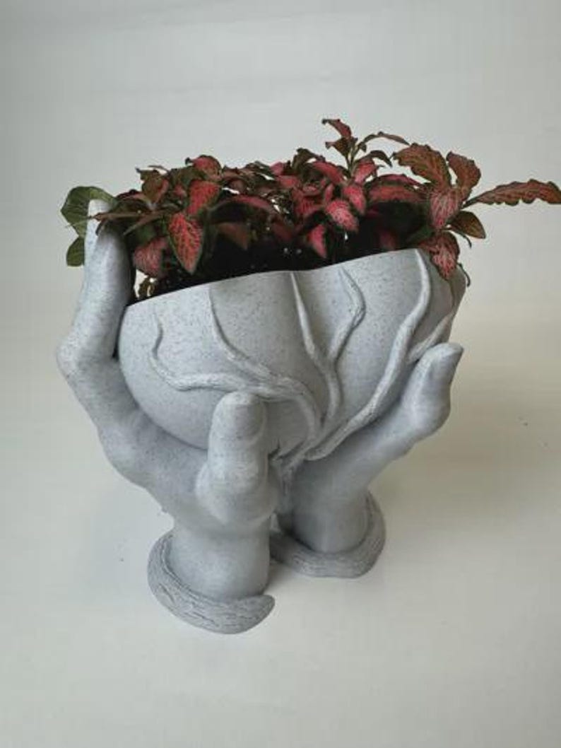3D Planter STL hand design, artistic succulent pot, digital download STL
