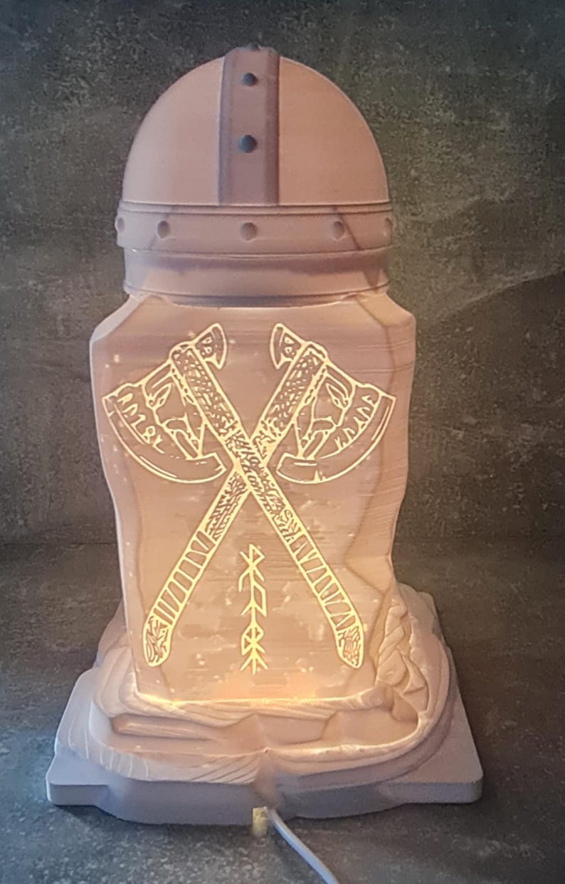 Viking Rune Lamp, Norse Rune Light, Pagan Desk Lamp, Rune Night Light, Nordic Night Lamp, RPG Gaming Light, LED Viking Decor, Mythology Nigh