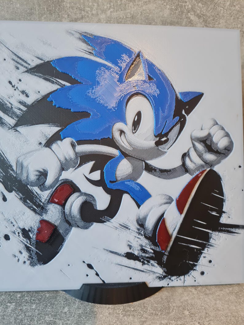 Sonic the Hedgehog Wall Art, Retro Gamer Decor, with Stand