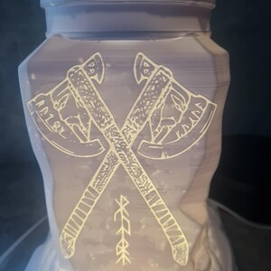 Viking Rune Lamp, Norse Rune Light, Pagan Desk Lamp, Rune Night Light, Nordic Night Lamp, RPG Gaming Light, LED Viking Decor, Mythology Nigh