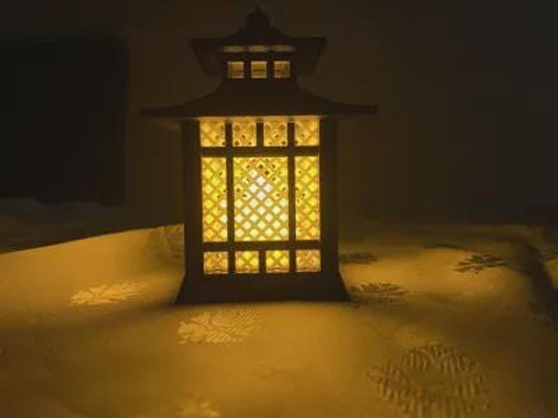 Japanese Pagoda Lantern 3D Printed  Mini Zen Garden Decor Japanese Lantern Miniature Desk Ornament  Tabletop Terrain  Unique Gift
