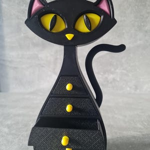 Atomic Cat Jewellery Box – 3D Printed Mid Century Modern Jewellery and trinket storage chest of drawers. Dressing Table Accessories. Bedroom