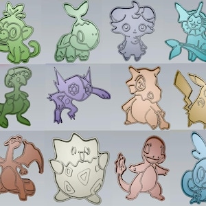 Pikachu STL Files – Anime Cookie Cutter Bundle, Pokémon Baking Kit, Fondant & Clay Cutter Set, Character Cookie STL Download