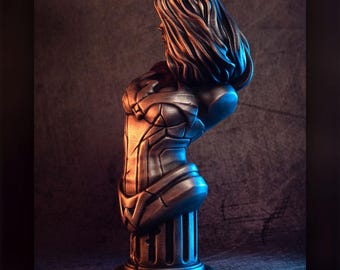 Empower Your 3D Printer with W@nder Woman Bust STL File - Instant Download!