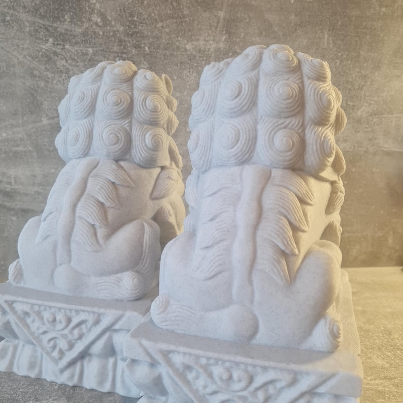 Stone Lion Pair, Feng Shui Entrance Guardian Statues, Fo Dog Doorway Decor, Porch Lion Sculptures, Lucky Home & Garden Altar Decoration