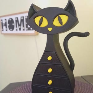 Atomic Cat Jewellery Box – 3D Printed Mid Century Modern Jewellery and trinket storage chest of drawers. Dressing Table Accessories. Bedroom