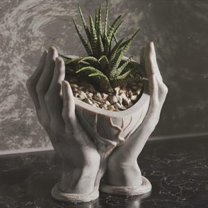 3D Planter STL hand design, artistic succulent pot, digital download STL