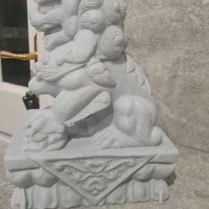 Stone Lion Pair, Feng Shui Entrance Guardian Statues, Fo Dog Doorway Decor, Porch Lion Sculptures, Lucky Home & Garden Altar Decoration