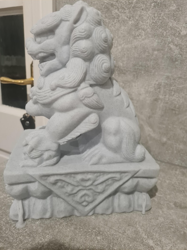 Stone Lion Pair, Feng Shui Entrance Guardian Statues, Fo Dog Doorway Decor, Porch Lion Sculptures, Lucky Home & Garden Altar Decoration