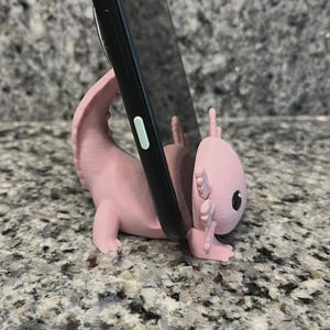 Axolotl Phone Stand, Pink 3D Printed Cute Phone Holder