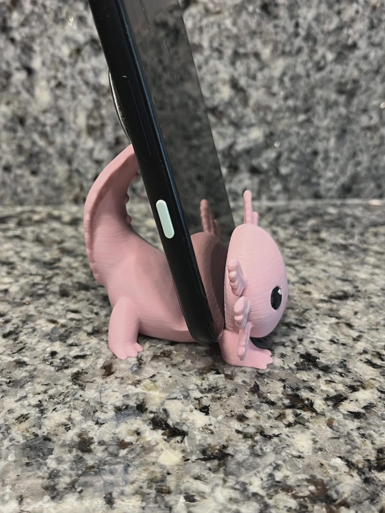 Axolotl Phone Stand, Pink 3D Printed Cute Phone Holder