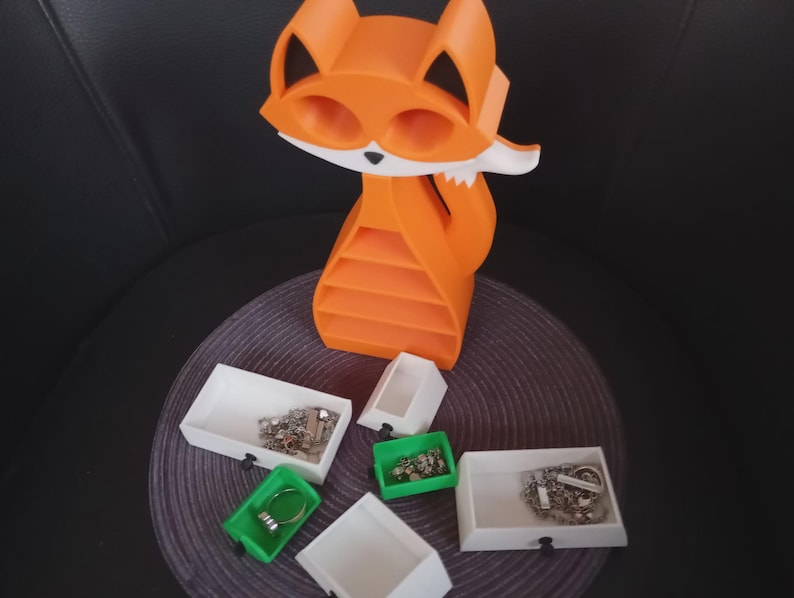 Fox Jewelry Box, 3D Printed Orange Jewelry Organizer