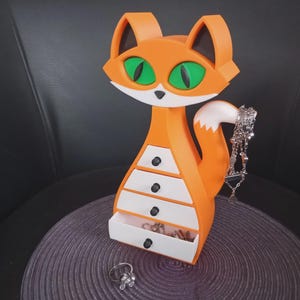 Fox Jewelry Box, 3D Printed Orange Jewelry Organizer