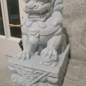 Stone Lion Pair, Feng Shui Entrance Guardian Statues, Fo Dog Doorway Decor, Porch Lion Sculptures, Lucky Home & Garden Altar Decoration