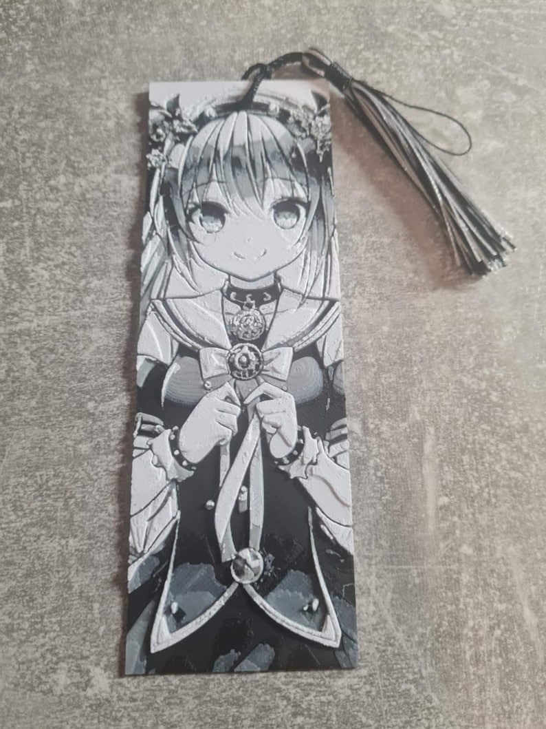 Manga Bookmark 3D Black And White Anime Art, Unique Bookmark Page Marker, Anime Gift, Book Accessories, Gifts For Anime Fans