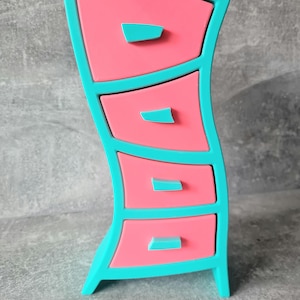 Unique Jewelry Storage Box with 4 Drawers - Wonky Cute Organizer in Blue and Pink