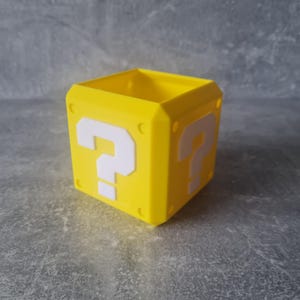 Pen Pot Holder Mario Block, Geek Desk Organiser, 3D Printed