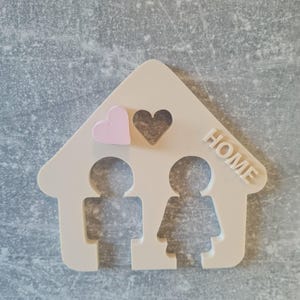 Couples key holder, wall mounted organizer, black plastic, 8 inch
