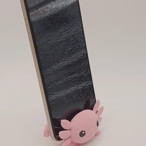 Axolotl Phone Stand, Pink 3D Printed Cute Phone Holder