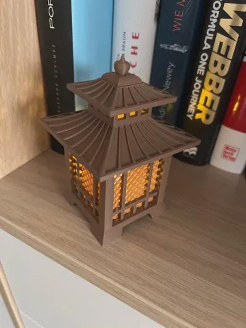 Japanese Pagoda Lantern 3D Printed  Mini Zen Garden Decor Japanese Lantern Miniature Desk Ornament  Tabletop Terrain  Unique Gift