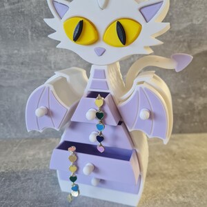 Dragon Ring Holder Jewelry Box – Cute Kawaii Dragon Trinket Organizer with Hidden Drawers, Gothic Fantasy Desk Decor, Lavender Gift for DND