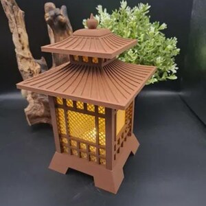 Japanese Pagoda Lantern 3D Printed  Mini Zen Garden Decor Japanese Lantern Miniature Desk Ornament  Tabletop Terrain  Unique Gift