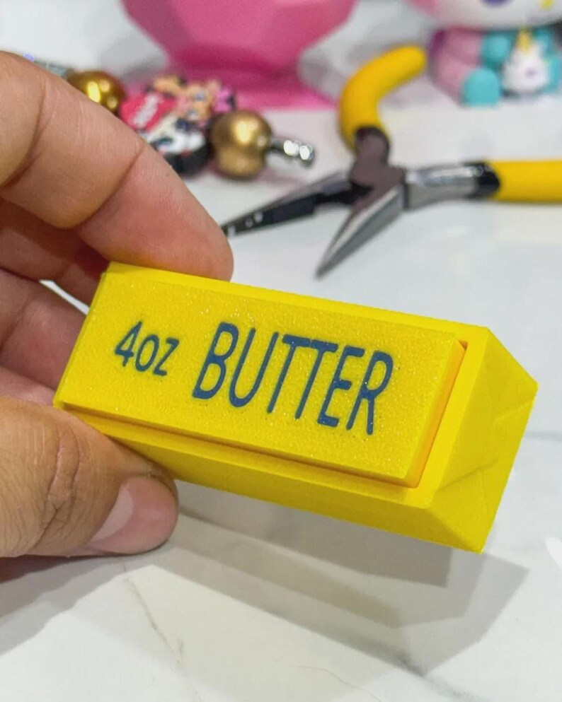3D Printed Butter Squishy Clicker, Butter Fidget Toy, Desk Clicker, Sensory Fidget, Cute Stress Relief, Gift for Adults & Teens