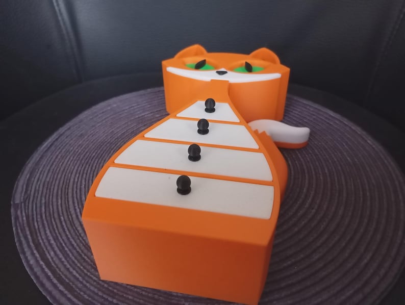 Fox Jewelry Box, 3D Printed Orange Jewelry Organizer