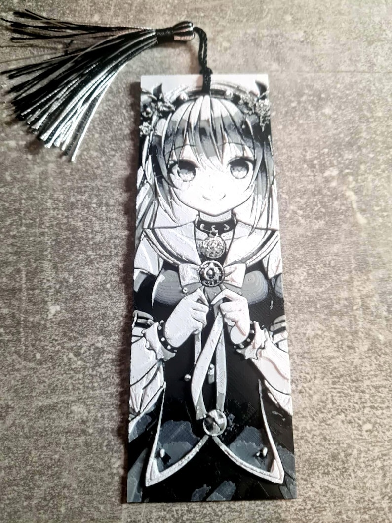 Manga Bookmark 3D Black And White Anime Art, Unique Bookmark Page Marker, Anime Gift, Book Accessories, Gifts For Anime Fans