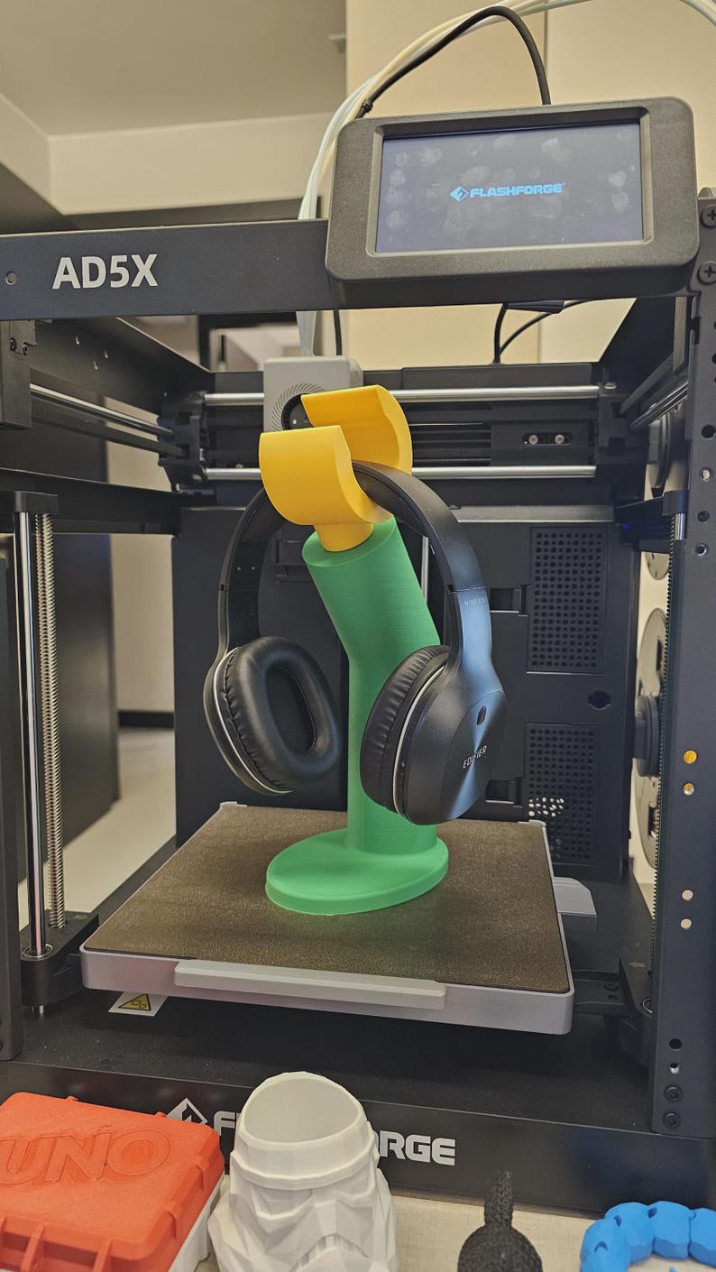 Headphone stand, 3D printed black desk organiser, gaming setup holder multiple colour options