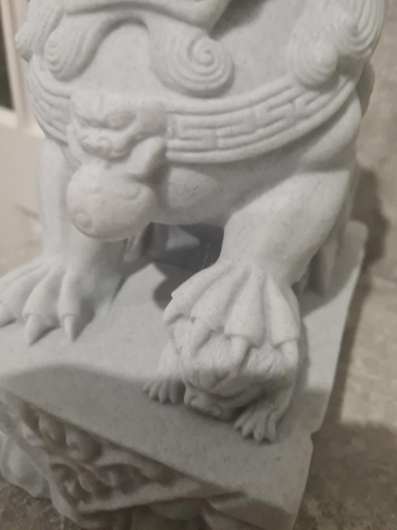 Stone Lion Pair, Feng Shui Entrance Guardian Statues, Fo Dog Doorway Decor, Porch Lion Sculptures, Lucky Home & Garden Altar Decoration
