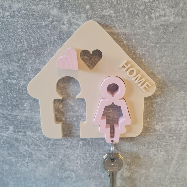 Couples key holder, wall mounted organizer, black plastic, 8 inch