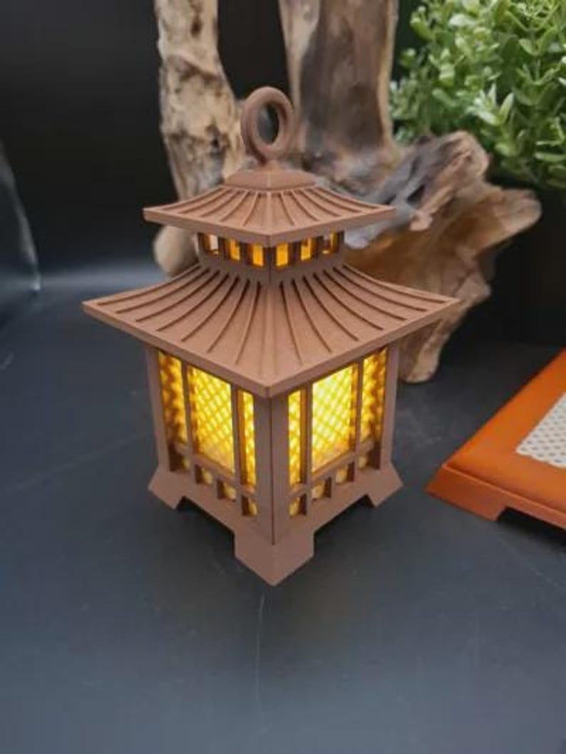 Japanese Pagoda Lantern 3D Printed  Mini Zen Garden Decor Japanese Lantern Miniature Desk Ornament  Tabletop Terrain  Unique Gift
