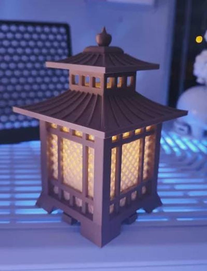 Japanese Pagoda Lantern 3D Printed  Mini Zen Garden Decor Japanese Lantern Miniature Desk Ornament  Tabletop Terrain  Unique Gift