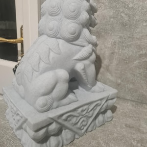 Stone Lion Pair, Feng Shui Entrance Guardian Statues, Fo Dog Doorway Decor, Porch Lion Sculptures, Lucky Home & Garden Altar Decoration