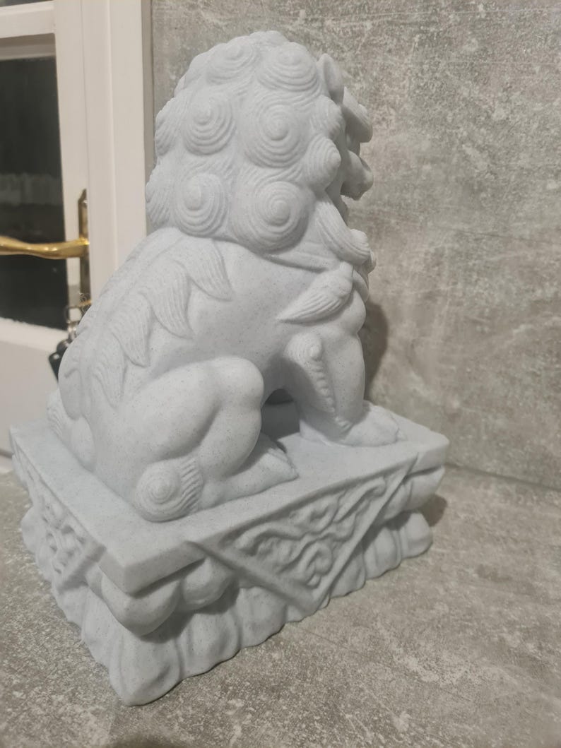 Stone Lion Pair, Feng Shui Entrance Guardian Statues, Fo Dog Doorway Decor, Porch Lion Sculptures, Lucky Home & Garden Altar Decoration