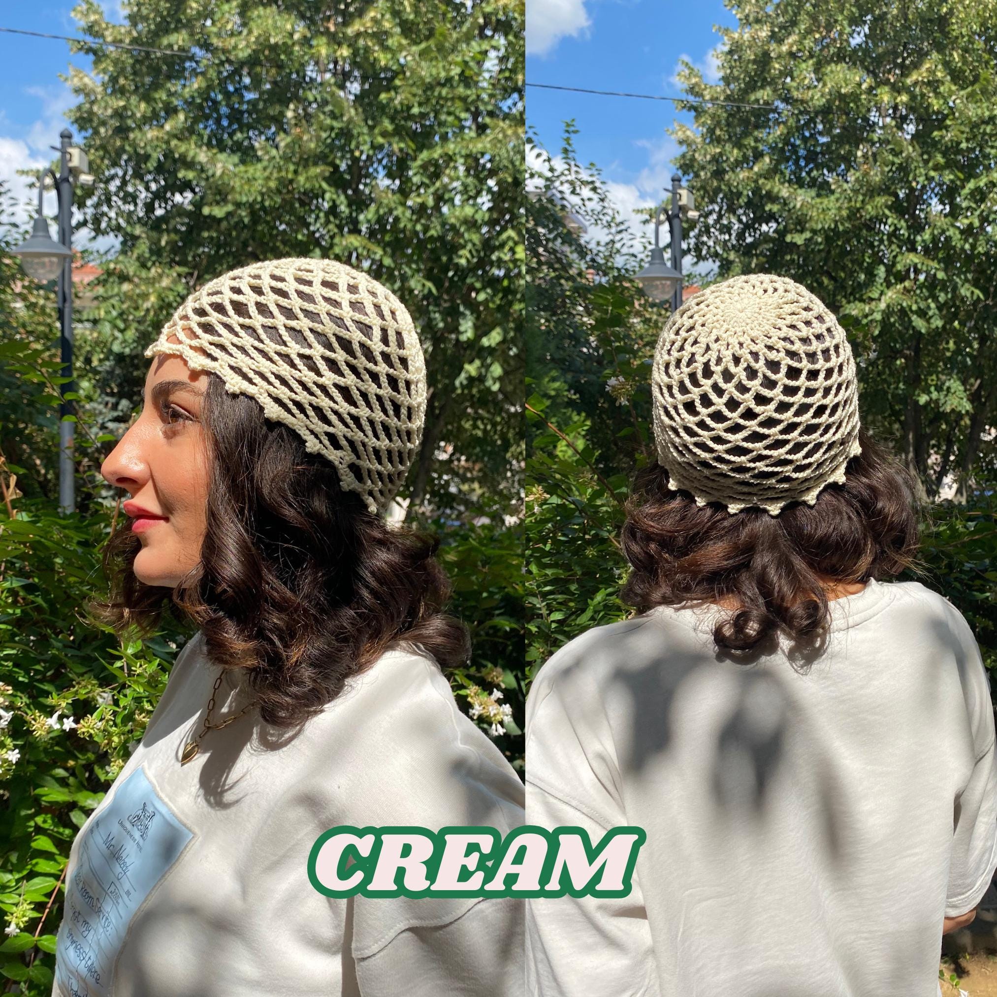 Y2K Retro Cotton Mesh Hat: Handmade Fishnet Beanie, 90s Open Weave