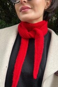 Red Wool Blend Skinny Scarf, French Style Knit Neck Tie Accessory product logo