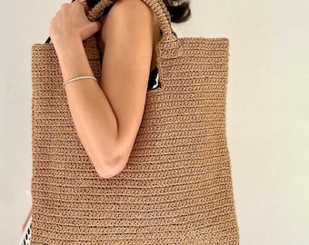 Handmade Raffia Tote Bag, Large Straw Summer Shoulder Purse