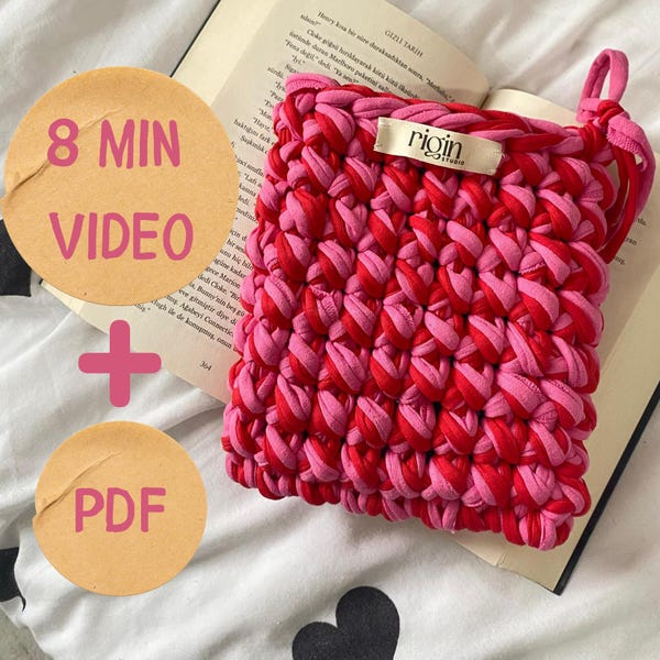 Crochet Kindle Sleeve Pattern: Easy T-Shirt Yarn E-Reader Cover (PDF + Video)