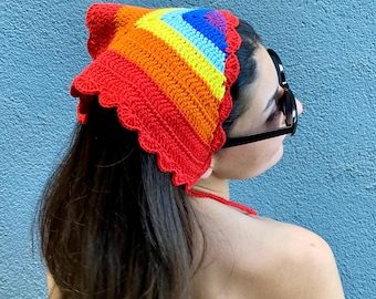 Pañuelo de algodón hecho a mano con los colores del orgullo LGBTQ+, pañuelo para la cabeza con la bandera lesbiana y bisexual.