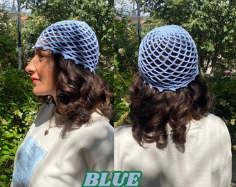 帽子 Y2K Babyreturn KNIT CAP Y2K Retro Cotton Mesh Hat: Handmade Fishnet Beanie, 90s Open Weave