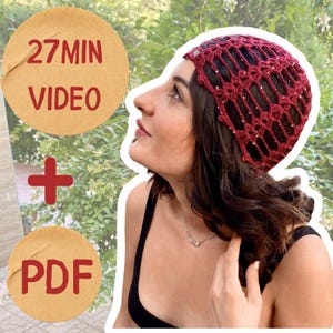 Mönster för virkad mössa i bomullsnät: Enkel PDF + videohandledning, handgjord dödskallehattmönster