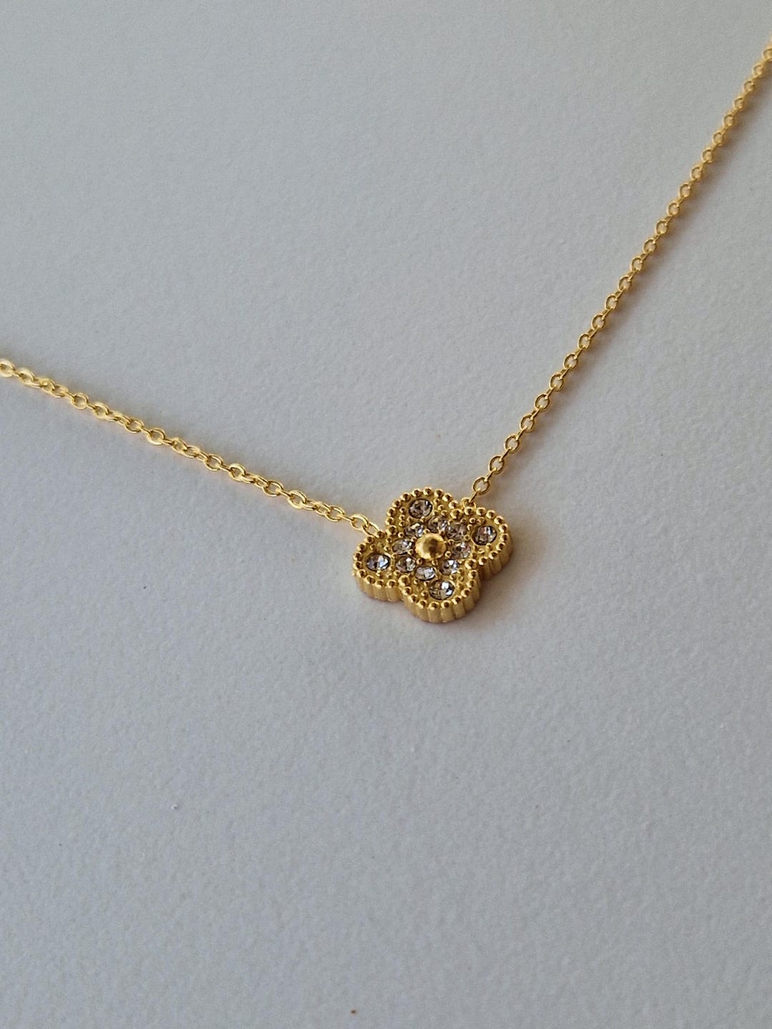 Minimalist Clover Pendant Necklace: Gold Stainless Steel ...