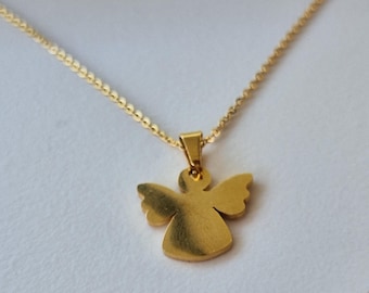 Gold Angel Necklace: Stainless Steel Religious Pendant, Spiritual Jewelry