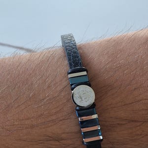 St. Benedict Leather Bracelet for Men | Black Blue Faith Jewelry | Christian Gift | Adjustable Religious Bracelet | Catholic Men&#39;s Jewelry