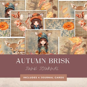 Outono Brisk Rústico Junk Journal Papers Colagem Digital Imprimível Envelhecido Outono Scrapbook Papel Artesanato Vintage Floresta Animais Folhas