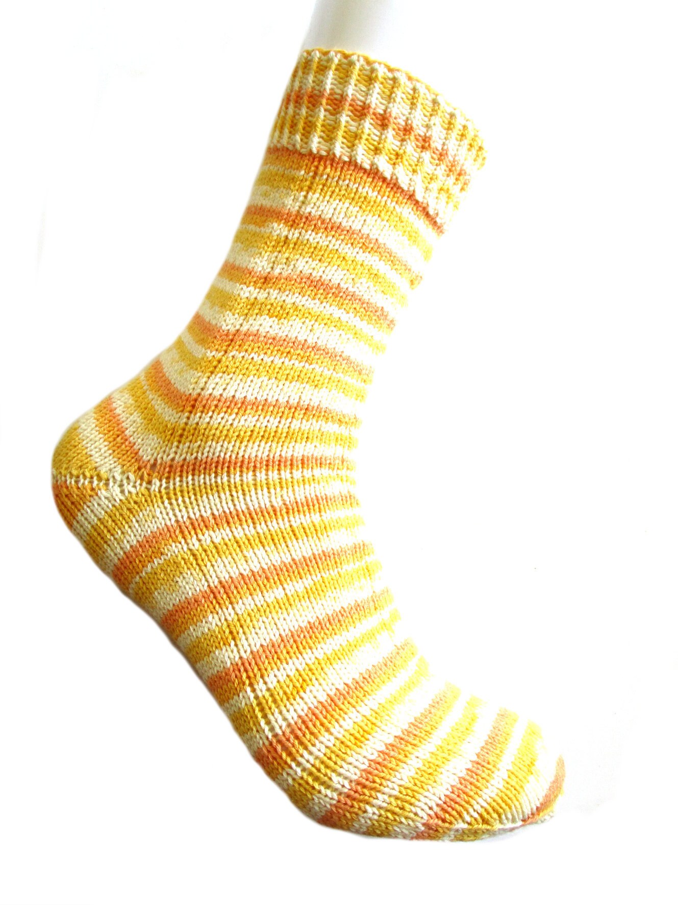 Sale Socks Striped Yellow Cotton Size 