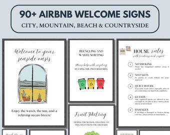 Airbnb Welcome Sign Bundle | 90+ House Rule Templates (Canva)
