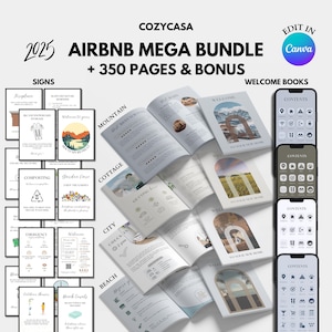 Modèle d&#39;offre groupée hôte Airbnb pour livre de bienvenue Modèle Airbnb, enseignes Airbnb modifiables, listes de contrôle de nettoyage, imprimés Airbnb, ensemble hôte VRBO